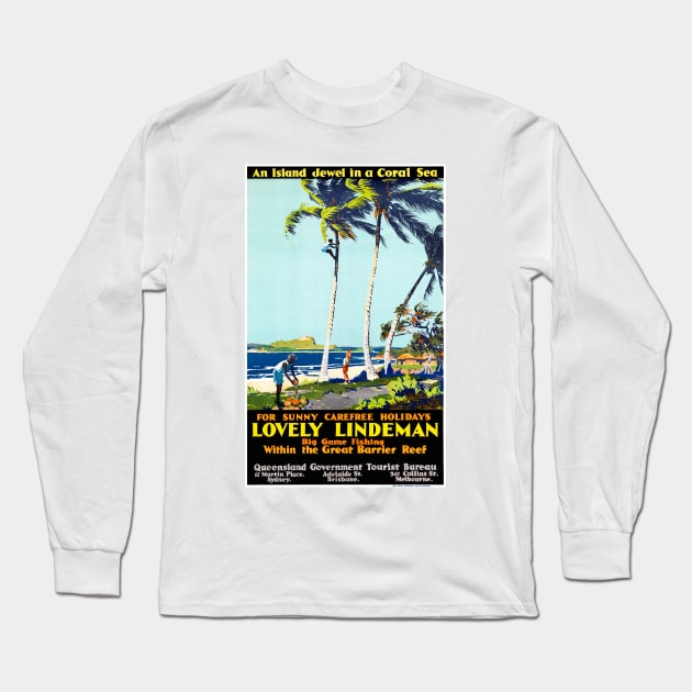 Vintage Travel Poster Lovely Lindeman Australia Long Sleeve T-Shirt by vintagetreasure